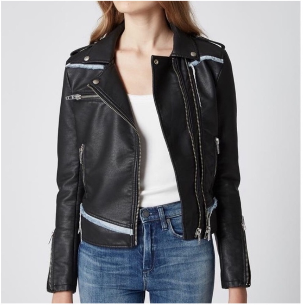 Blank NYC leather and denim thrasher jacket sz MD